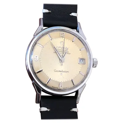 Pre-owned Omega Constellation Pie Pan Dial Cream Patina In White