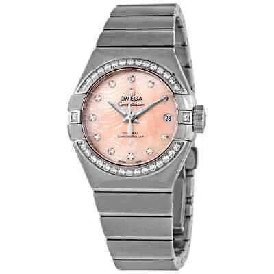 Pre-owned Omega Constellation Pink Mop Diamond Dial Automatic Ladies Watch