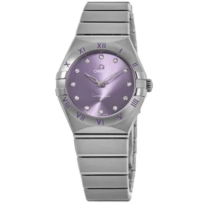 Omega Constellation Quartz 28 Mm Purple Diamond Dial Stainless Steel Women's Watch 131.10.28.60.60.002