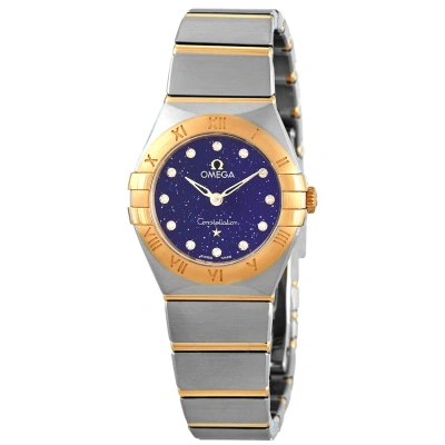 Omega Constellation Quartz Diamond Blue Dial Ladies Watch 131.20.25.60.53.001 In Gold