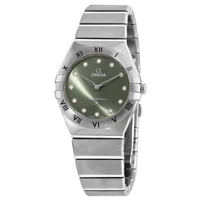 Omega Constellation Quartz Diamond Green Dial Ladies Watch 131.10.28.60.60.001 In Metallic