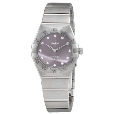 Omega Constellation Quartz Diamond Purple Dial Ladies Watch 131.10.28.60.60.002 In Metallic