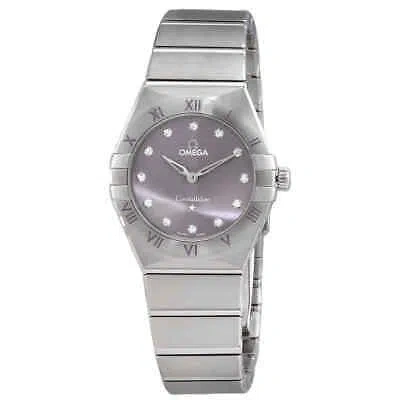 Pre-owned Omega Constellation Quartz Diamond Purple Dial Ladies Watch 131.10.28.60.60.002