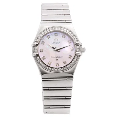 Pre-owned Omega Constellation Stainless Steel Diamond Bezel Mop Dial Quartz Women's Watch In Multiple