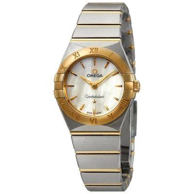 Omega Constellation White Mother Of Pearl Dial Ladies Steel And 18kt Yellow Gold Ladies Watch 131.20 In Metallic