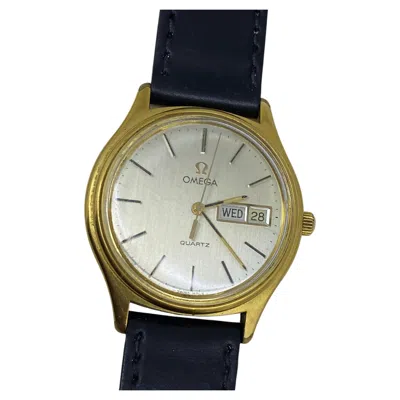 Pre-owned Omega Day-date C1979 Swiss Quartz 18k Gold-plated S/steel 35mm Mens' Watch In Multiple
