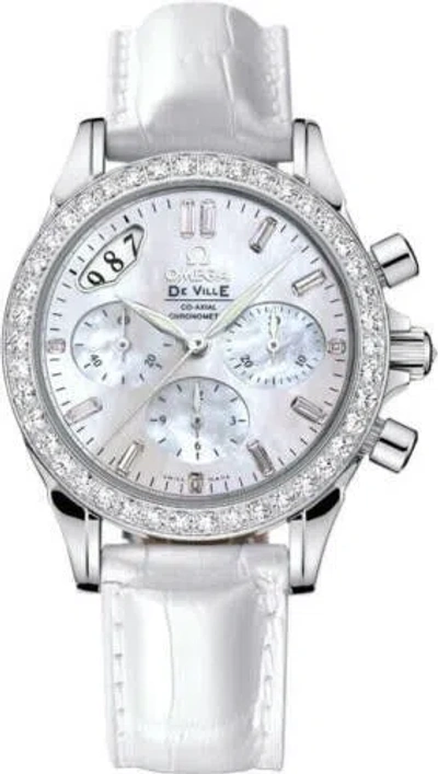 Pre-owned Omega De Ville 35mm Mop Diamond Dial Women's Luxury Watch 4679.75.36 In White