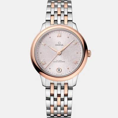Pre-owned Omega De Ville 434.20.34.20.02.003 Pink 18k Gold Stainless Steel Automatic Women Wristwatch 34mm