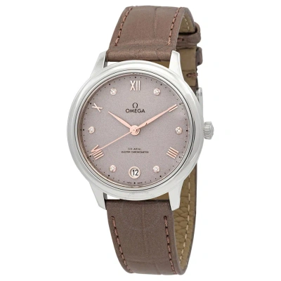 Omega De Ville Automatic Chronometer Diamond Grey Dial Ladies Watch 434.13.34.20.52.002 In Metallic
