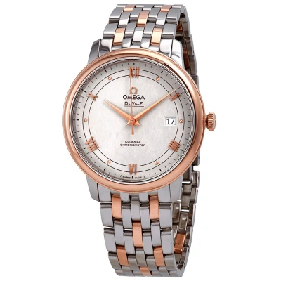Omega De Ville Automatic Ivory Silvery Dial Steel And 18kt Rose Gold Watch 424.20.40.20.02.003 In Metallic