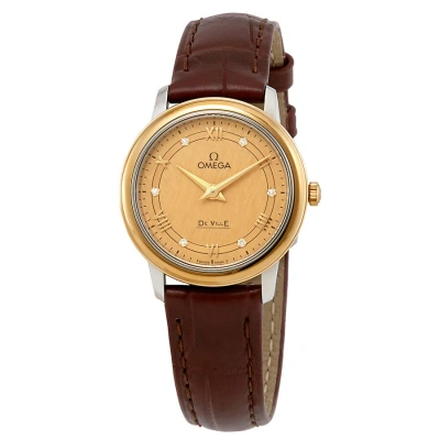 Omega De Ville Diamond Champagne Dial Ladies Watch 424.23.27.60.58.001 In Brown