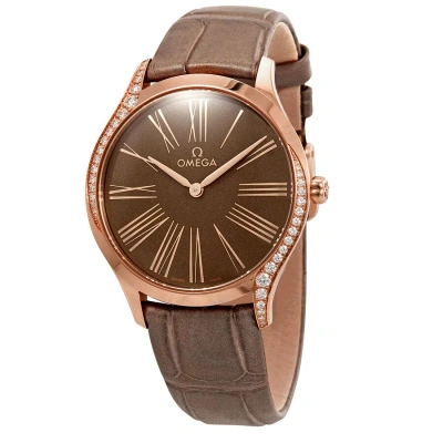 Omega De Ville Diamond Taupe Brown Dial 18kt Rose Gold Ladies Watch 428.58.36.60.13.001