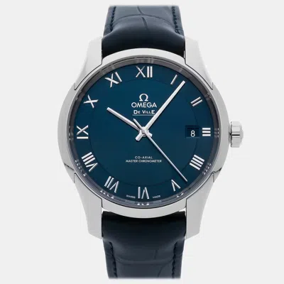 Pre-owned Omega De Ville Hour Vision 433.13.41.21.03.001 Blue Automatic Stainless Steel Men's Wristwatch 41mm