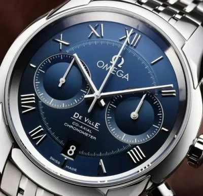Pre-owned Omega De Ville Hour Vision Co‑axial Chronometer 42 Mm Blue Dial