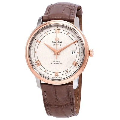Omega De Ville Ivory Silvery Dial Automatic Men's Leather Watch 424.23.40.20.02.003 In Brown