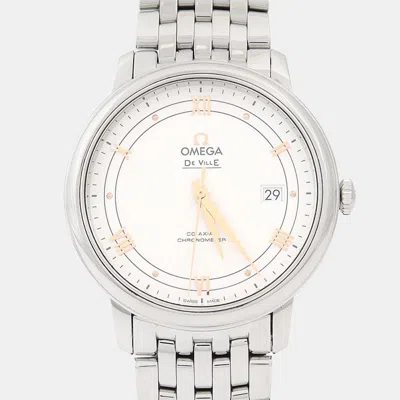 Pre-owned Omega De Ville Prestige 424.10.40 Automatic White Stainless Steel Men's Wristwatch 40mm