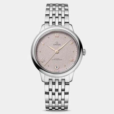 Pre-owned Omega De Ville Prestige 434.10.34.20.02.002 Pink Stainless Steel Automatic Women Wristwatch 34mm