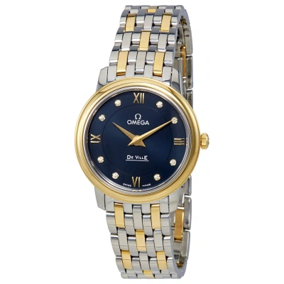 Omega De Ville Prestige Blue Dial Two-tone Ladies Watch 424.20.27.60.53.002 In Gold
