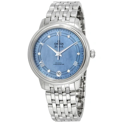 Omega De Ville Prestige Blue Mother Of Pearl Diamond Dial Ladies Watch 424.10.33.20.57.001 In Metallic