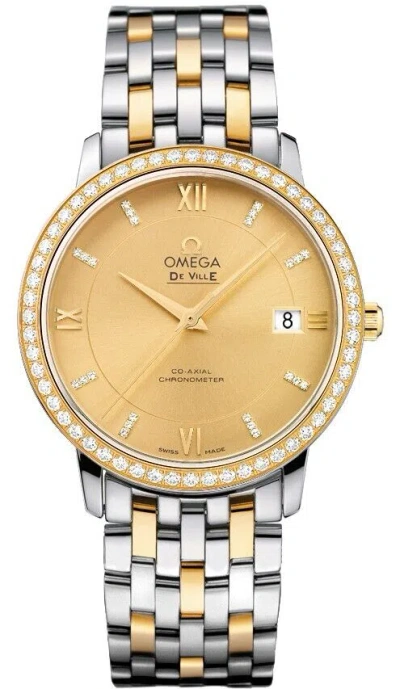 Pre-owned Omega De Ville Prestige Champagne Dial Men's Dress Watch 424.25.37.20.58.001