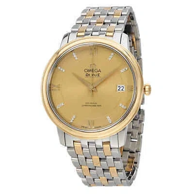 Pre-owned Omega De Ville Prestige Champagne Dial Stainless Steel And 18kt Gold Men's Watch