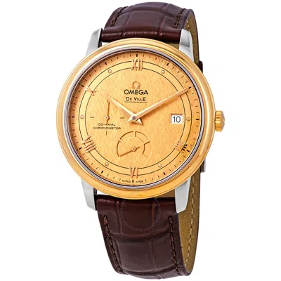 Omega De Ville Prestige Co-axial Automatic Diamond Champagne Dial Men's Watch 424.23.40.21.08.001 In Brown / Champagne / Gold / Gold Tone / Yellow