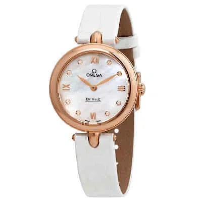 Pre-owned Omega De Ville Prestige Dewdrop Mop Diamond Dial 18kt Rose Gold Ladies Watch