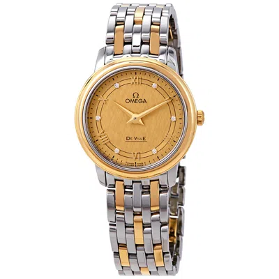 Omega De Ville Prestige Diamond Champagne Dial Ladies Watch 424.20.27.60.58.004 In Gold