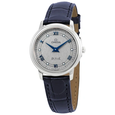 Omega De Ville Prestige Diamond Grey Dial Ladies Watch 424.13.27.60.56.001 In Blue