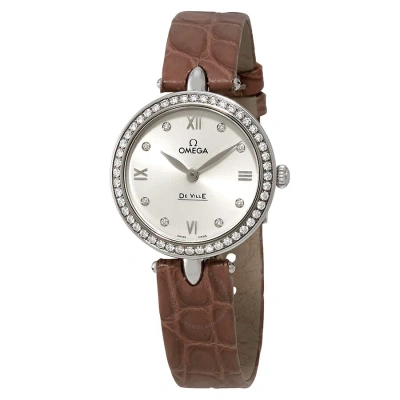 Omega De Ville Prestige Diamond Ladies Watch 424.18.27.60.52.001 In Brown / Silver