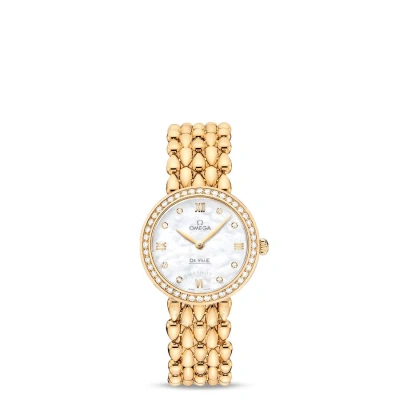 Omega De Ville Prestige Quartz Diamond Ladies Watch 424.55.27.60.55.006 In Gold / Gold Tone / Mop / Mother Of Pearl / Yellow