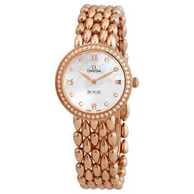 Pre-owned Omega De Ville Prestige Quartz Diamond Ladies Watch 424.55.27.60.55.004