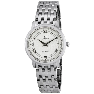 Omega De Ville Prestige White Silvery Diamond Dial Ladies Watch 424.10.27.60.52.002 In Black / Silver / White