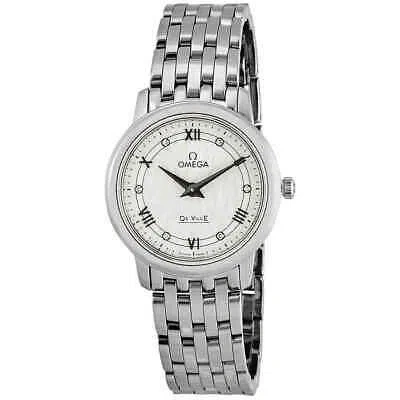 Pre-owned Omega De Ville Prestige White Silvery Diamond Dial Ladies Watch
