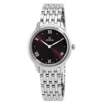 Pre-owned Omega De Ville Quartz Burgundy Dial Ladies Watch 434.10.28.60.11.001