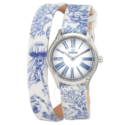 Omega De Ville Quartz Diamond White Dial Ladies Watch 428.17.26.60.04.001 In Blue