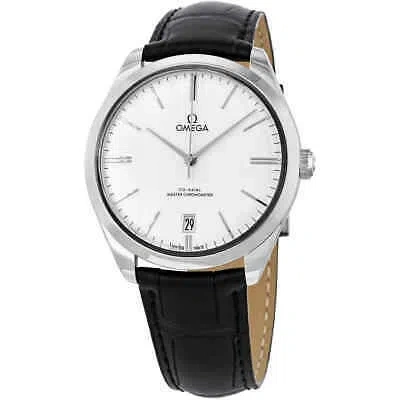 Pre-owned Omega De Ville Silver Dial Black Leather Men's Watch 435.13.40.21.02.001