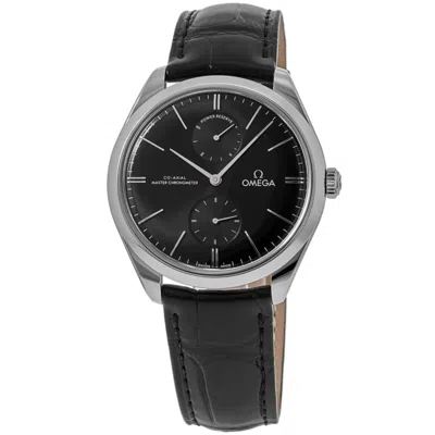 Omega De Ville Tresor Black Dial Leather Strap Men's Watch 435.13.40.22.01.001 In Metallic