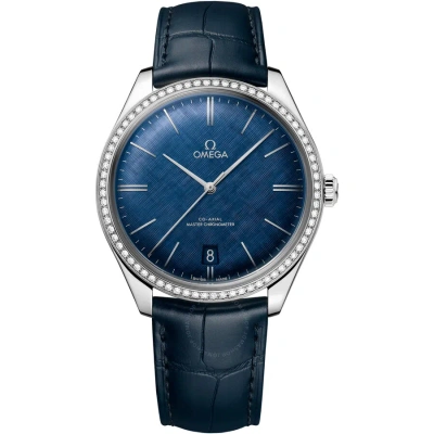 Omega De Ville Tresor Diamond Blue Dial Men's Watch 435.18.40.21.03.001 In Blue / Gold / White