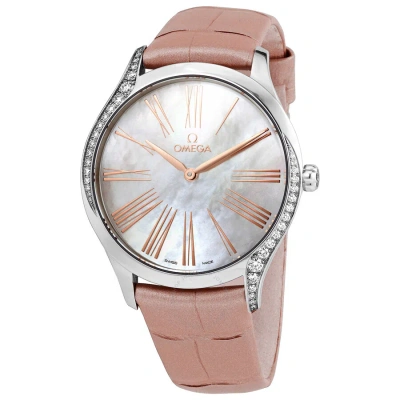 Omega De Ville Tresor Quartz Diamond White Mother Of Pearl Dial Ladies Watch 428.18.36.60.05.002 In Pink