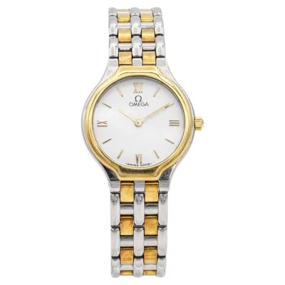 Pre-owned Omega De Ville Two-tone Stainless Steel & 18k Gold Quartz Women's Watch In Multi