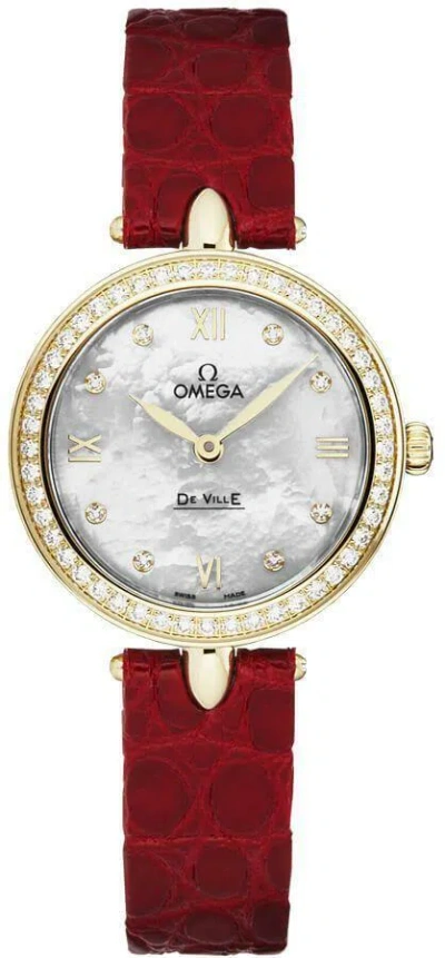 Pre-owned Omega Deville Prestige 27.4mm Diamond Dial 18k Yellow Gold Women's Watch