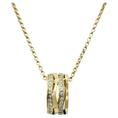 Pre-owned Omega Diamond Ladymatic Pendant And Dewdrop Necklace Chain In 18 Karat Gold In Multiple