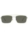 Omega Eyewear Engraved-detail Rectangle-frame Sunglasses In Silver