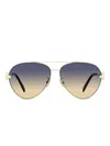 Omega Eyewear Pilot-frame Sunglasses In 金色
