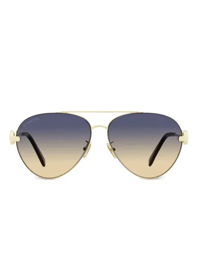 Omega Eyewear Pilot-frame Sunglasses In 金色