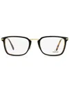 Omega Eyewear Rectangular-frame Engraved-logo Glasses In Brown