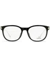 Omega Eyewear Round-frame Engraved-logo Glasses In Black