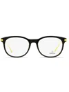 Omega Eyewear Round-frame Engraved-logo Glasses In Black