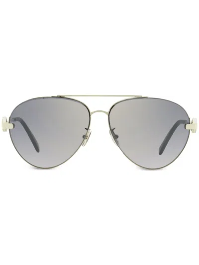 Omega Eyewear Sculpted-arm Navigator-frame Sunglasses In Silver